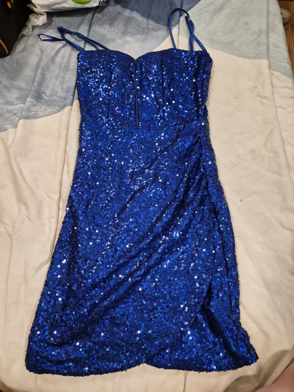 Windsor Royal Blue Sequin Spaghetti Strap Mini Dress